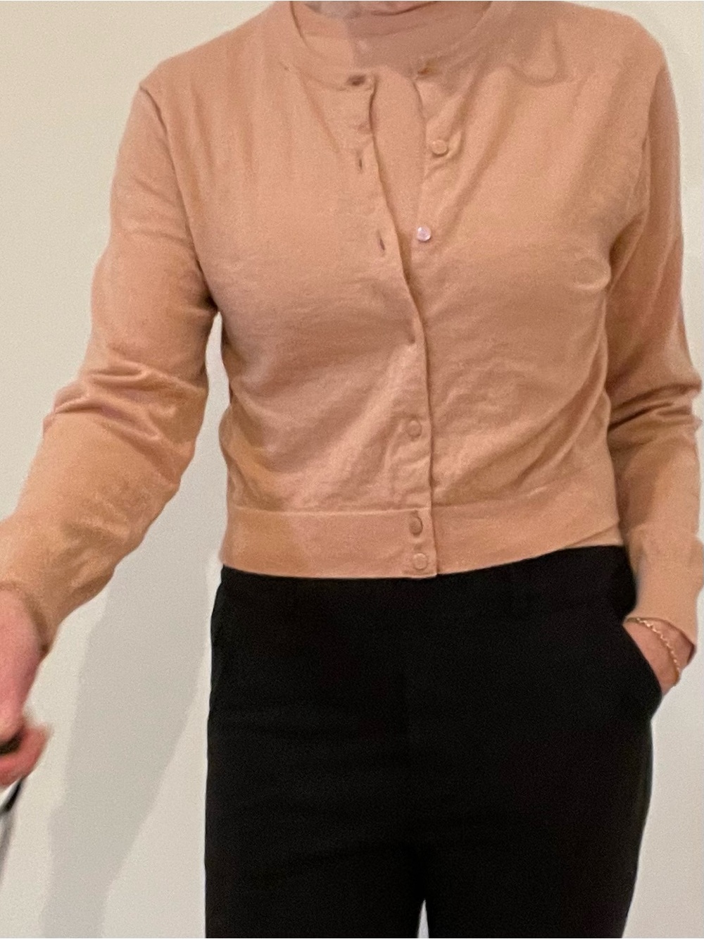 Women’s Soft Crewneck Button Cardigan - Nude